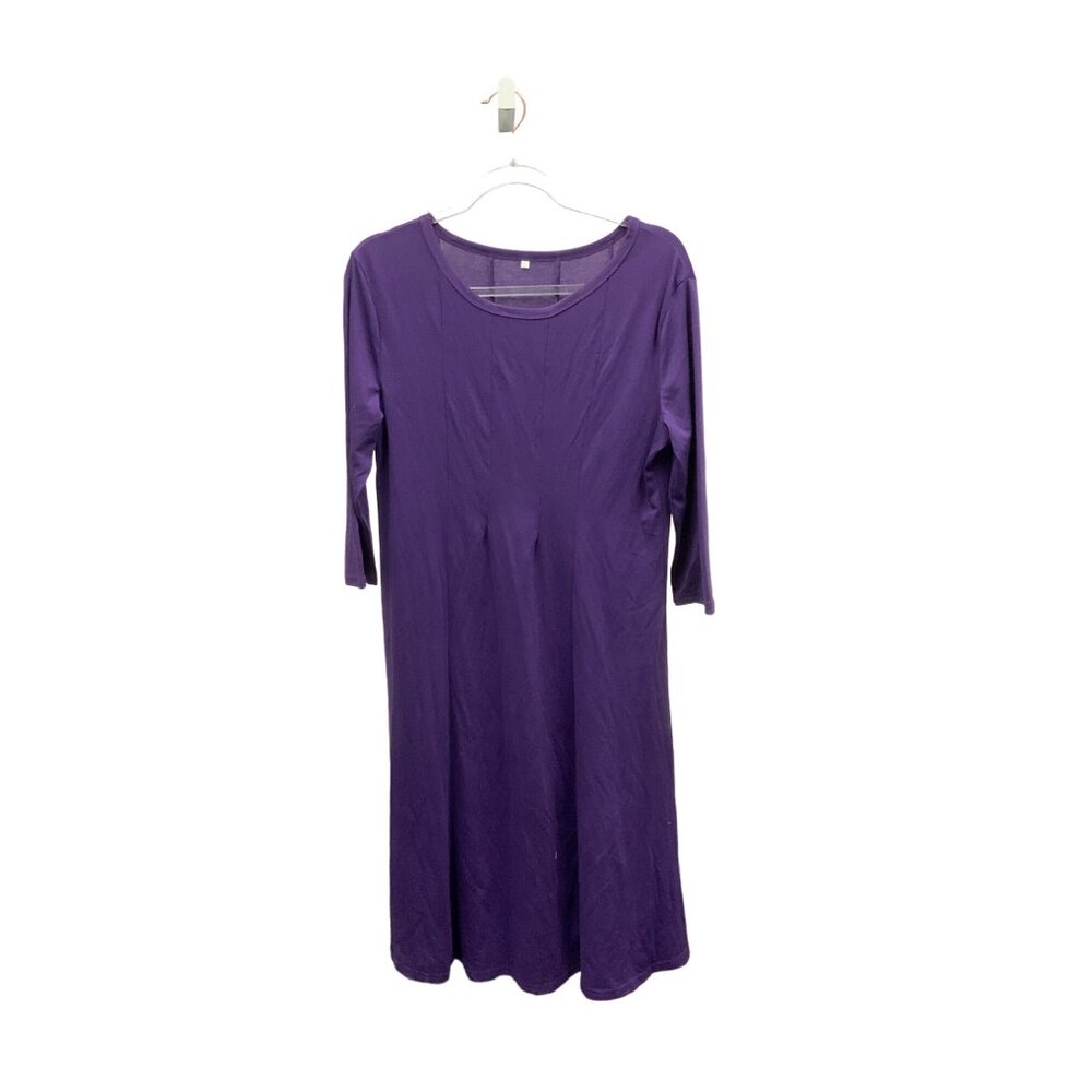 Purple Elbow Sleeve Midi Dress